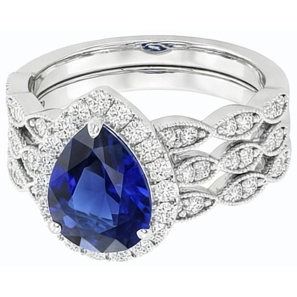 natural round sapphire 4.50ct ring top view