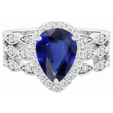 natural round sapphire 4.50ct ring on white background