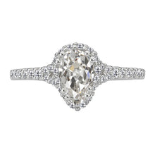 Halo Pear Old Mine Cut Natural Diamond Wedding Ring White Gold 4.50 Carats