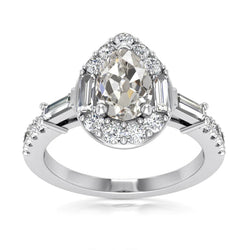 Halo Pear Old Miner Real Diamond Ring With Accents Jewelry 4.15 Carats