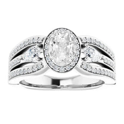 Halo Pear & Oval Old Miner Real Diamond Ring Triple Split Shank 6.75 Carats