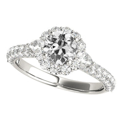 Halo Pear & Round Old Miner Genuine Diamond Ring With Accents 5.50 Carats