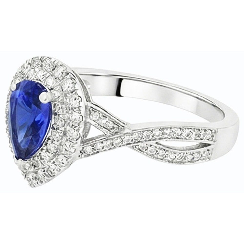 natural round sapphire 4.50ct ring on white background