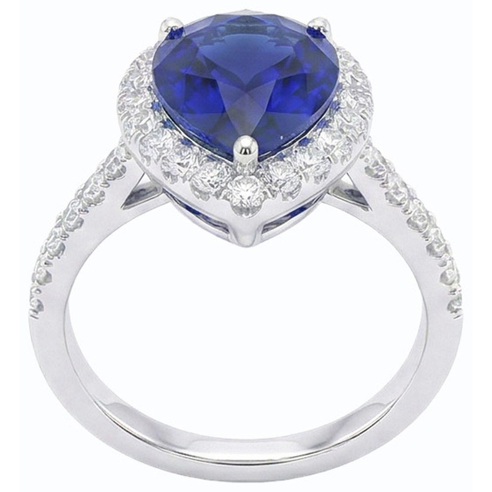 natural round sapphire 5ct ring close up detail