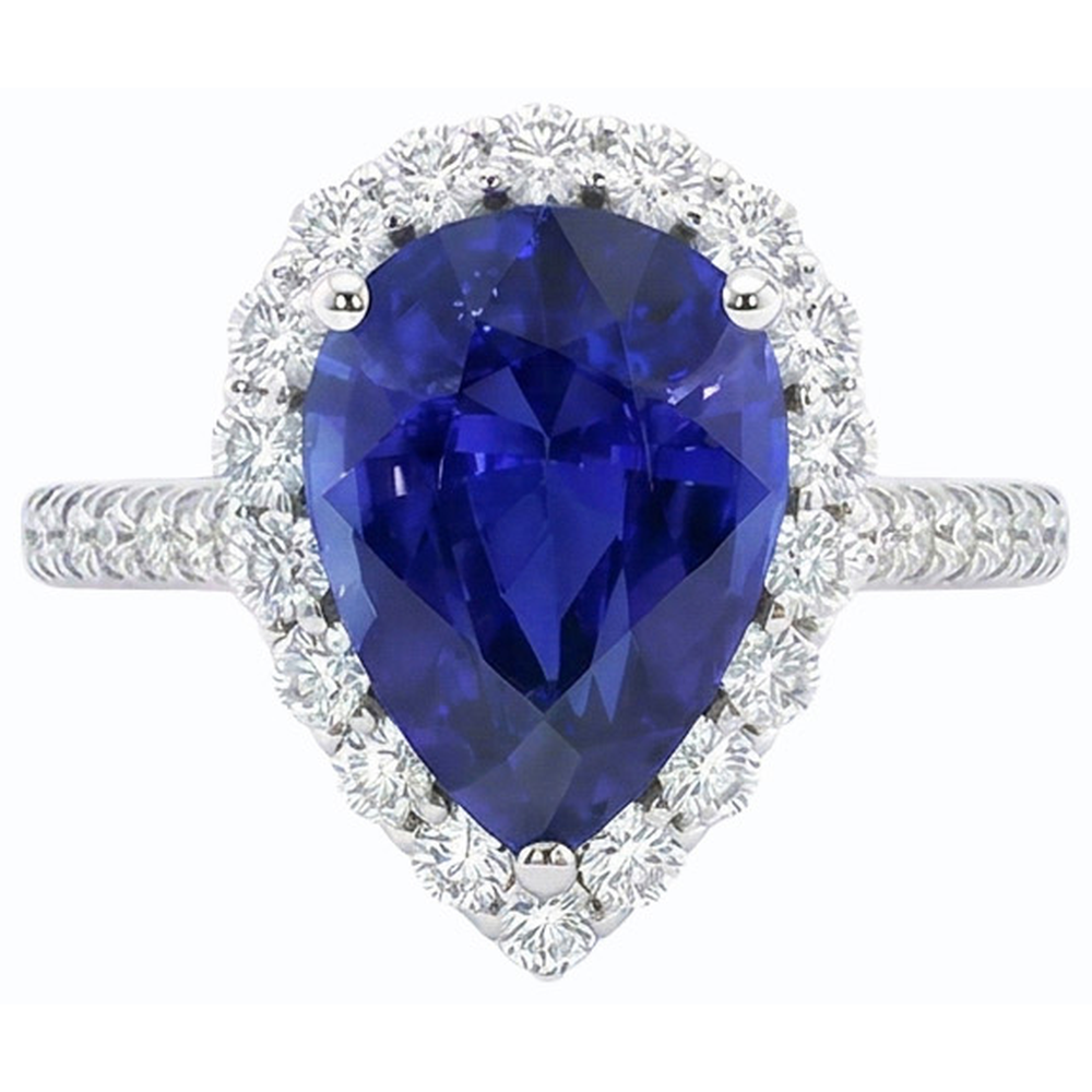 natural round sapphire 5ct ring top view