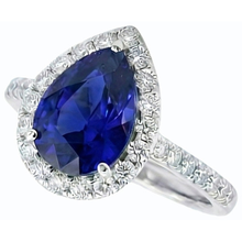 natural round sapphire 5ct ring on white background