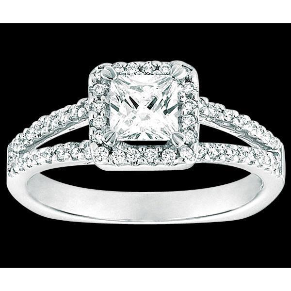 Halo Princess Real Natural Earth Mined Diamond Ring With Accents 2.25 Ct. White Gold 14K