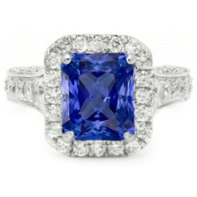 Halo Radiant Ceylon Sapphire Natural Earth Mined Diamond Ring Jewellery 3.50 Carats