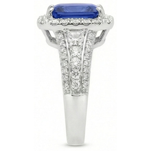 Halo Radiant Ceylon Sapphire Natural Earth Mined Diamond Ring Jewellery 3.50 Carats