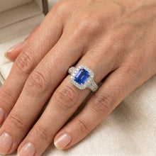 Halo Radiant Ceylon Sapphire Natural Earth Mined Diamond Ring Jewellery 3.50 Carats