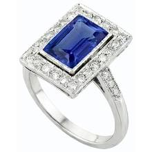 Halo Radiant Ceylon Sapphire Ring Antique Style & Natural Earth Mined Diamonds 4 Carats