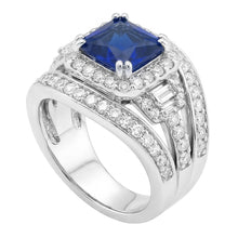 Halo Radiant Sapphire Natural Earth Mined Diamond Engagement Ring With Jacket 4.50 Carats