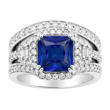 Halo Radiant Sapphire Natural Earth Mined Diamond Engagement Ring With Jacket 4.50 Carats