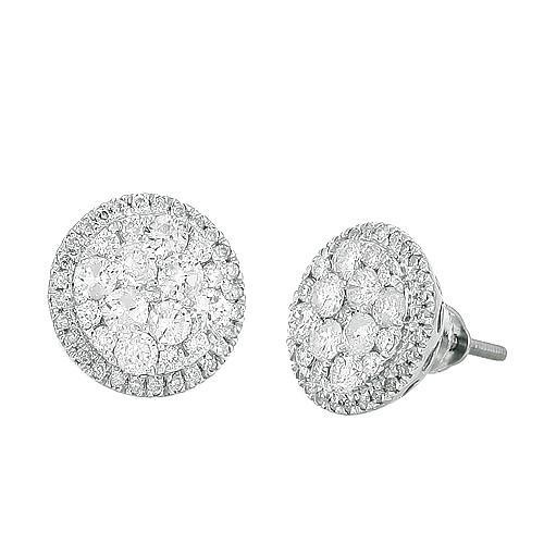 Halo Real Diamond Cluster Earrings