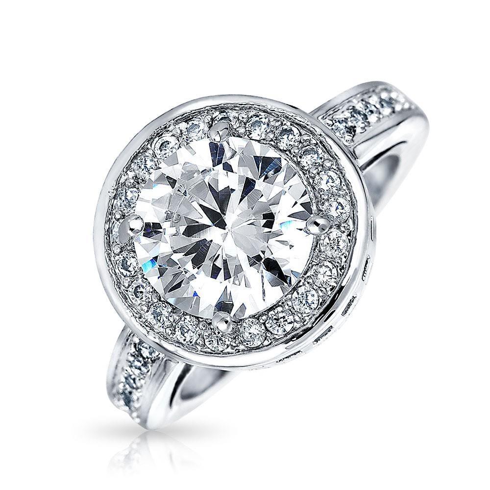 Halo Real Diamond Engagement Ring 2.50 Carats