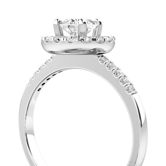Halo Real Diamond Engagement Ring 5.10 Carats 14K White Gold