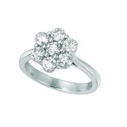 Halo Real Diamond Flower Fancy Ring 1.47 Carats 14K White Gold