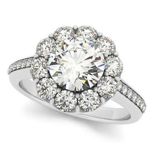 Halo Real Diamond Solitaire Ring Flower Shape With Accent 2.75 Carat WG 14K