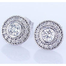 Halo Real Round Diamond Stud Earring 2.50 Carats White Gold 14K F Vs1 Vvs1