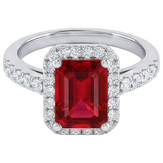 natural round ruby 4.45ct ring side angle