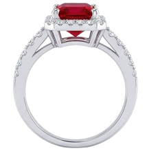 natural round ruby 4.45ct ring profile view