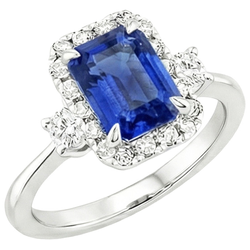 Natural Sapphire Ring 4.50ct - White Gold 14K
