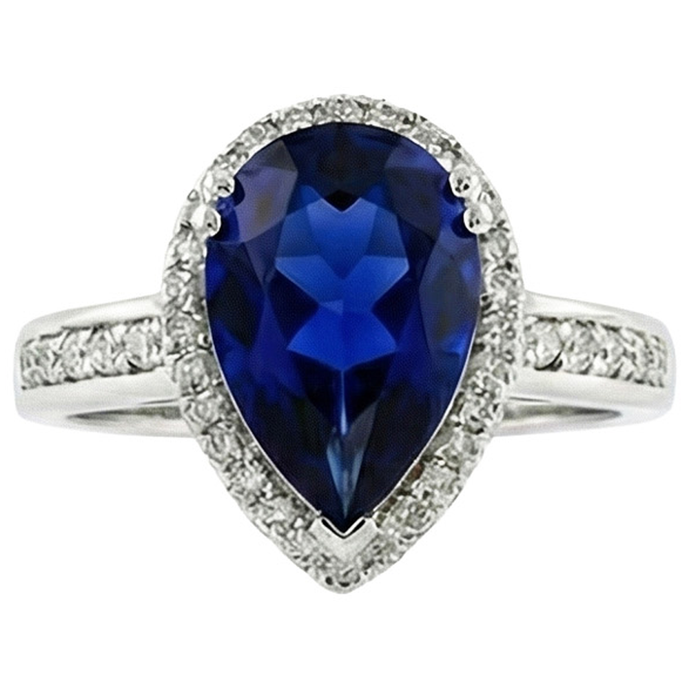 natural round sapphire 3.75ct ring close up detail