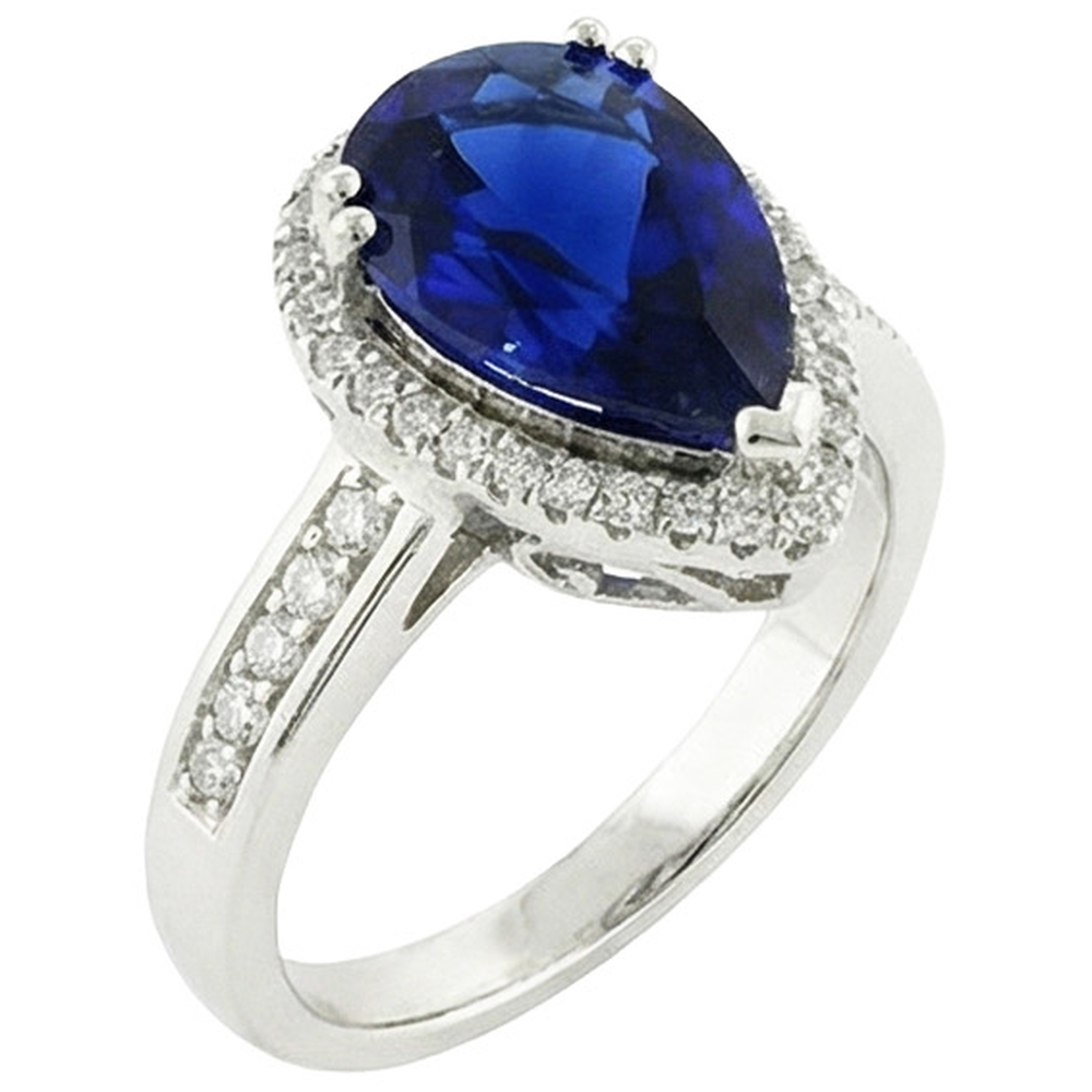 natural round sapphire 3.75ct ring top view