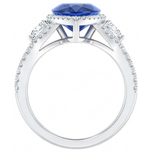 Halo Ring Bezel Set Pear Blue Sapphire & Natural Earth Mined DIAMOND ( NOT LAB GROWN ) Accents 4 Carats