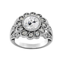 Halo Ring Bezel Set Round Old Miner Real Diamond Flower Antique Style 3.25 Carats
