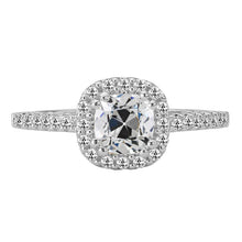 Halo Ring Cushion Old Cut Real Diamond Double Prong Set 6 Carats