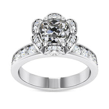 Halo Ring Cushion Old Cut Natural Earth Mined Diamond Ring Flower Channel Set 5 Carats