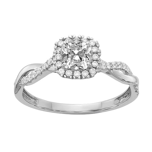 Halo Ring Cushion Old Cut Real Diamond Twisted Infinity Style 2.75 Carats