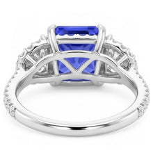 Halo Ring Cushion Sapphire With Half Moon & Round Natural Earth Mined Diamond 4.50 Carats