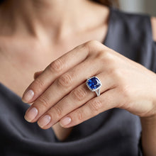 Halo Ring Cushion Sri Lankan Sapphire 4 Carats Split Shank Jewellery