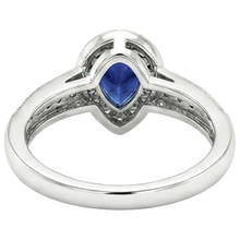 Halo Ring Double Shank Pear Blue Sapphire & Natural Earth Mined DIAMOND ( NOT LAB GROWN )s 2 Carats