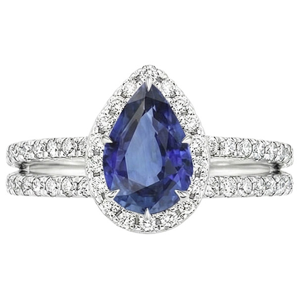 natural round sapphire 4.50ct ring profile view