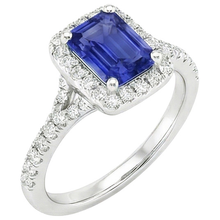 Halo Ring Emerald Sri Lankan Sapphire & Natural Earth Mined Diamond 4.50 Carats