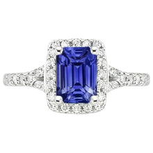Halo Ring Emerald Sri Lankan Sapphire & Natural Earth Mined Diamond 4.50 Carats
