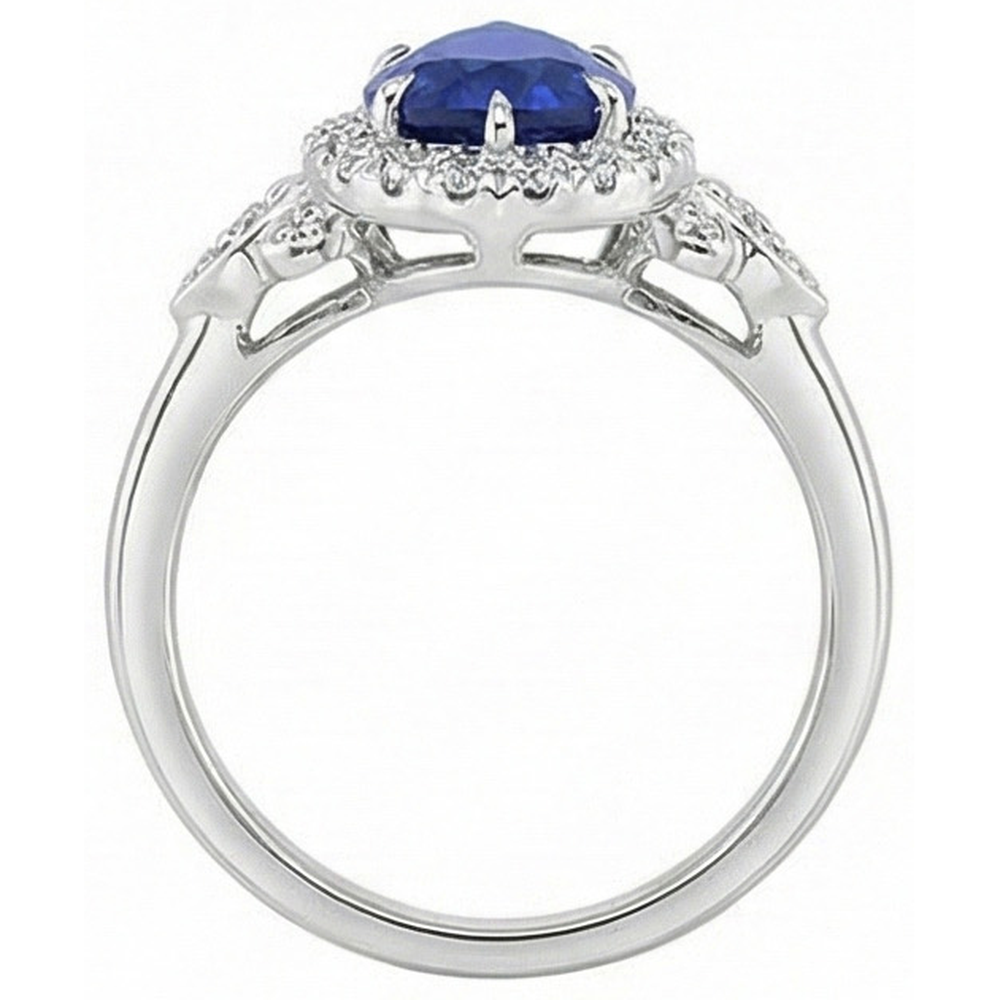natural round sapphire 4ct ring three quarter angle