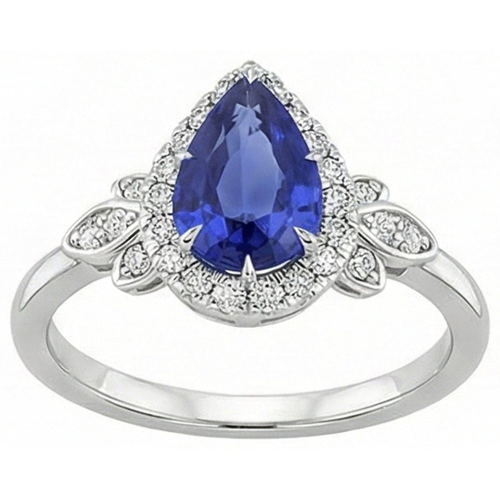 natural round sapphire 4ct ring with diamond accents