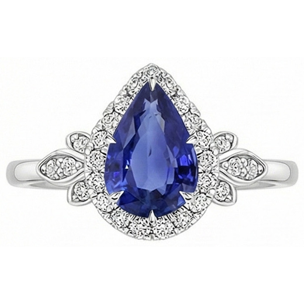 natural round sapphire 4ct ring close up detail