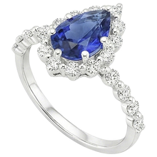 Halo Ring Flower Style Pear Blue Sapphire & Natural Earth Mined Diamonds 5 Carats