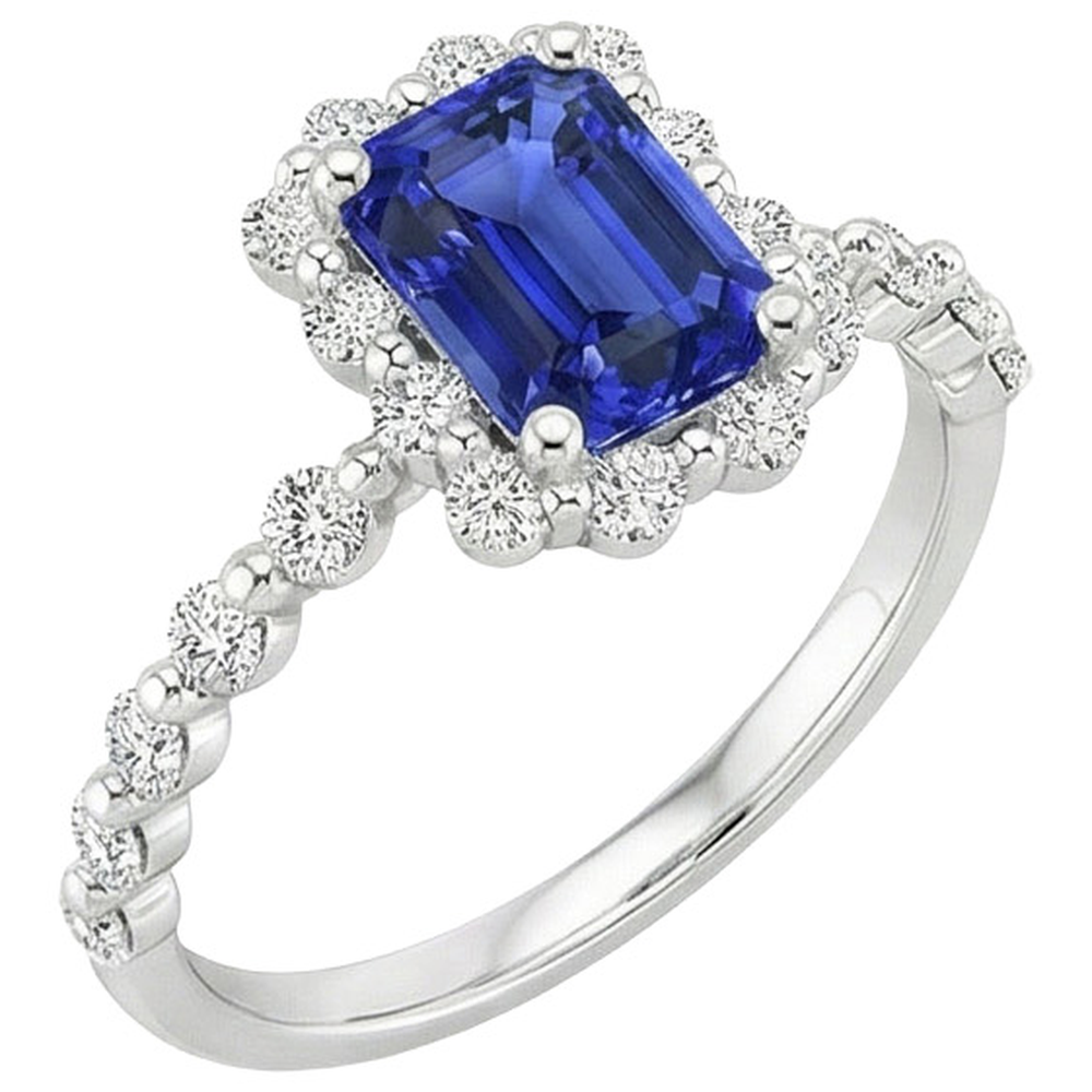 natural round sapphire 4.25ct ring top view