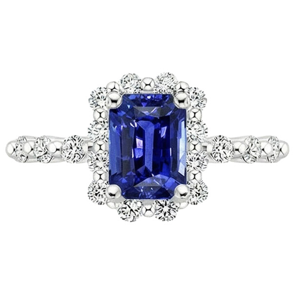 natural round sapphire 4.25ct ring profile view