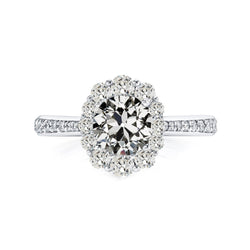Halo Ring Genuine Round Old Miner Diamond With Accents 5 Carats 14K Gold