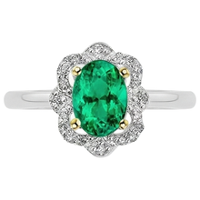 Earth-Mined Emerald Precious Stone Ring 2 ct Two-Tone 14K Gold – front view