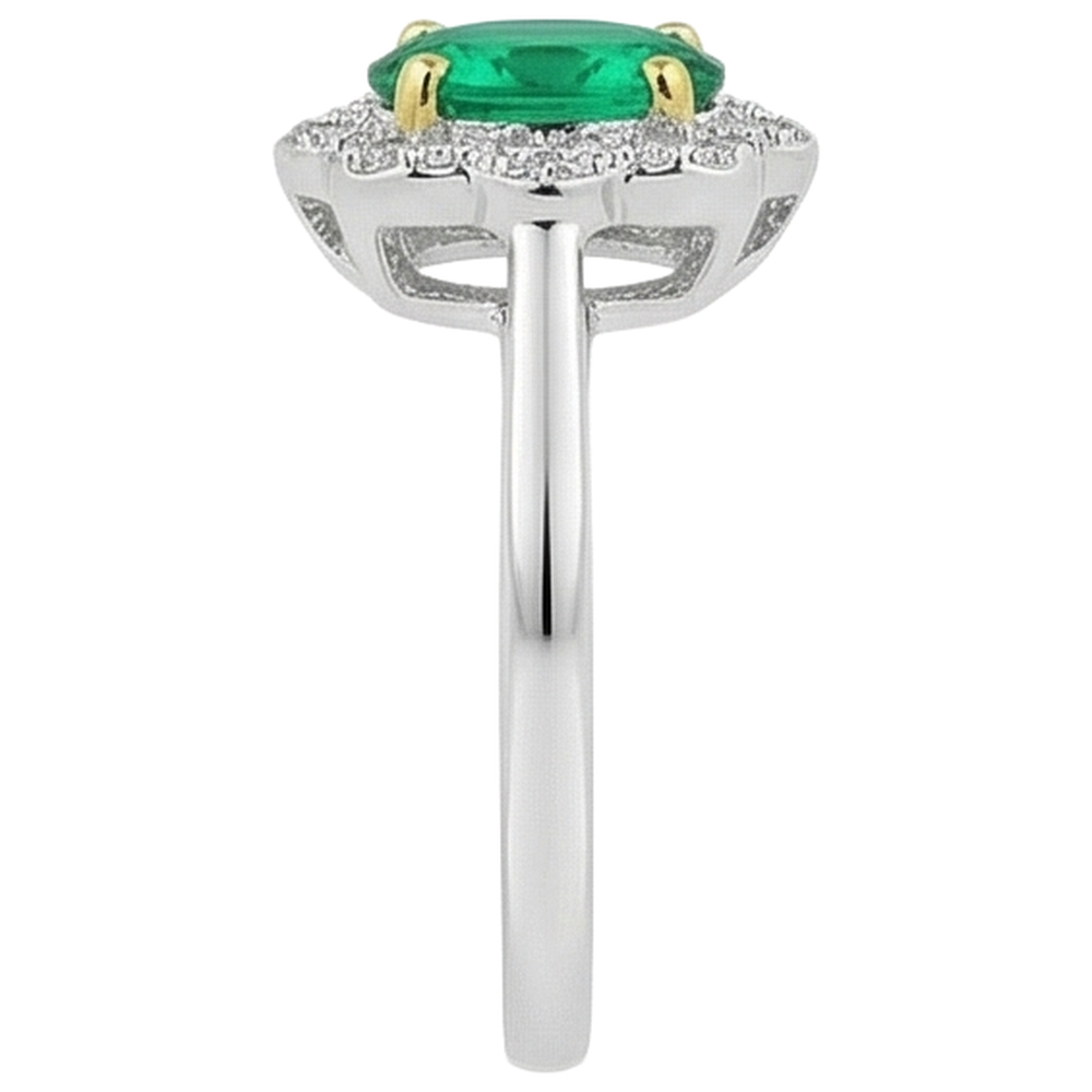 Earth-Mined Emerald Precious Stone Ring – top view