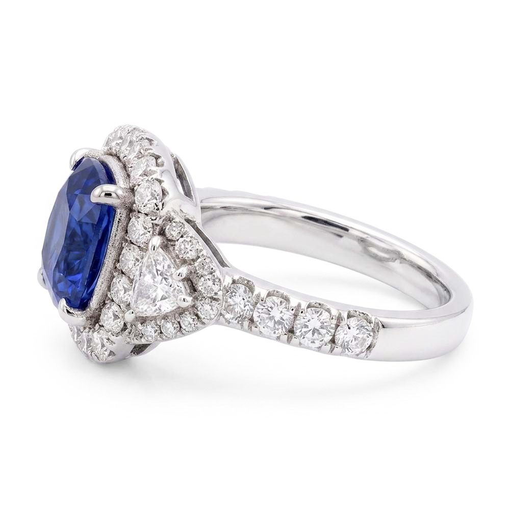 Halo Ring Half Moon & Round Natural Earth Mined Diamond Sapphire Gemstone Jewellery 4 Carats