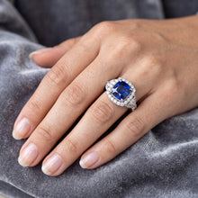 Halo Ring Half Moon & Round Natural Earth Mined Diamond Sapphire Gemstone Jewellery 4 Carats